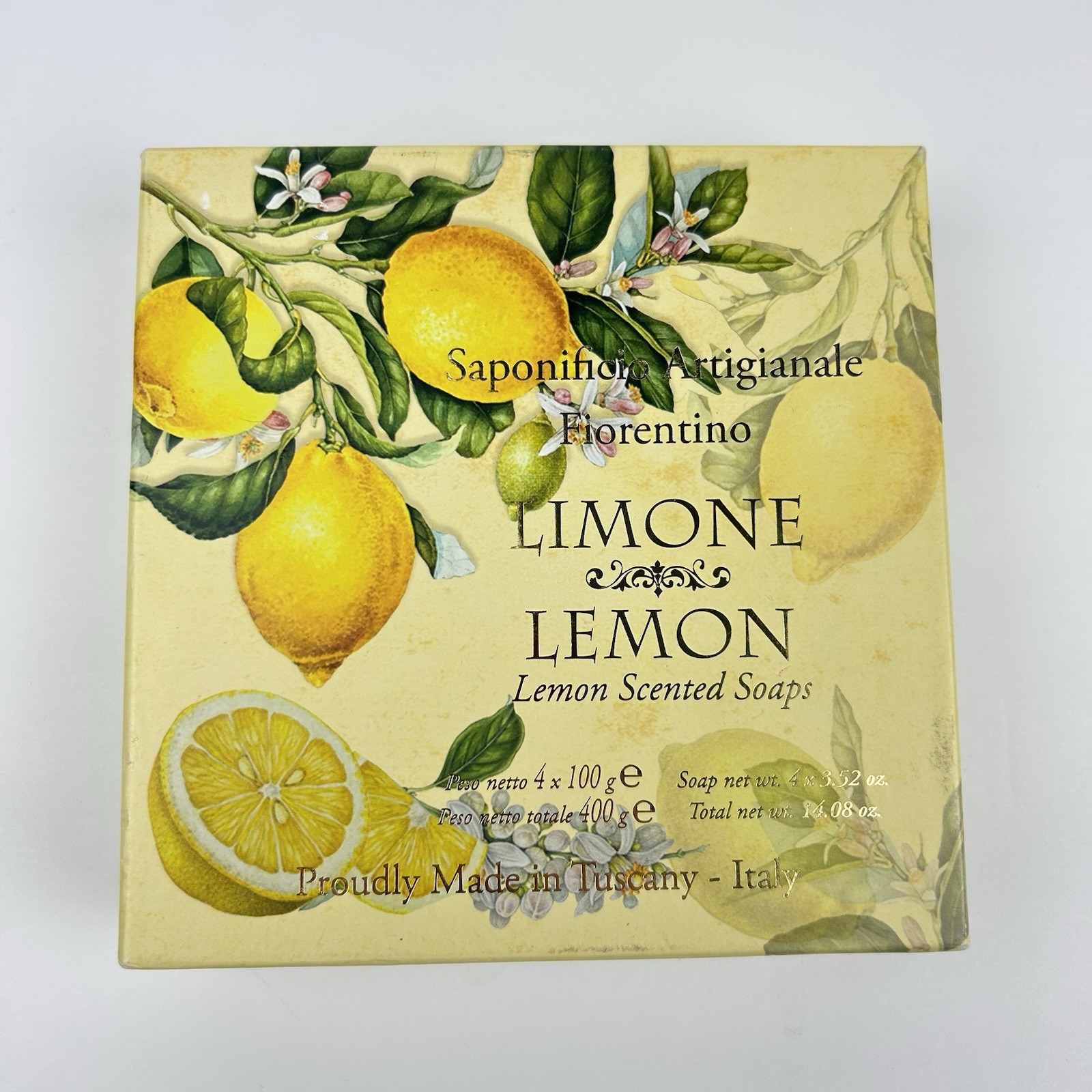Saponificio Artigianale Fiorentino Limone lemon 4 x 100g Bar Soap Italy NEW