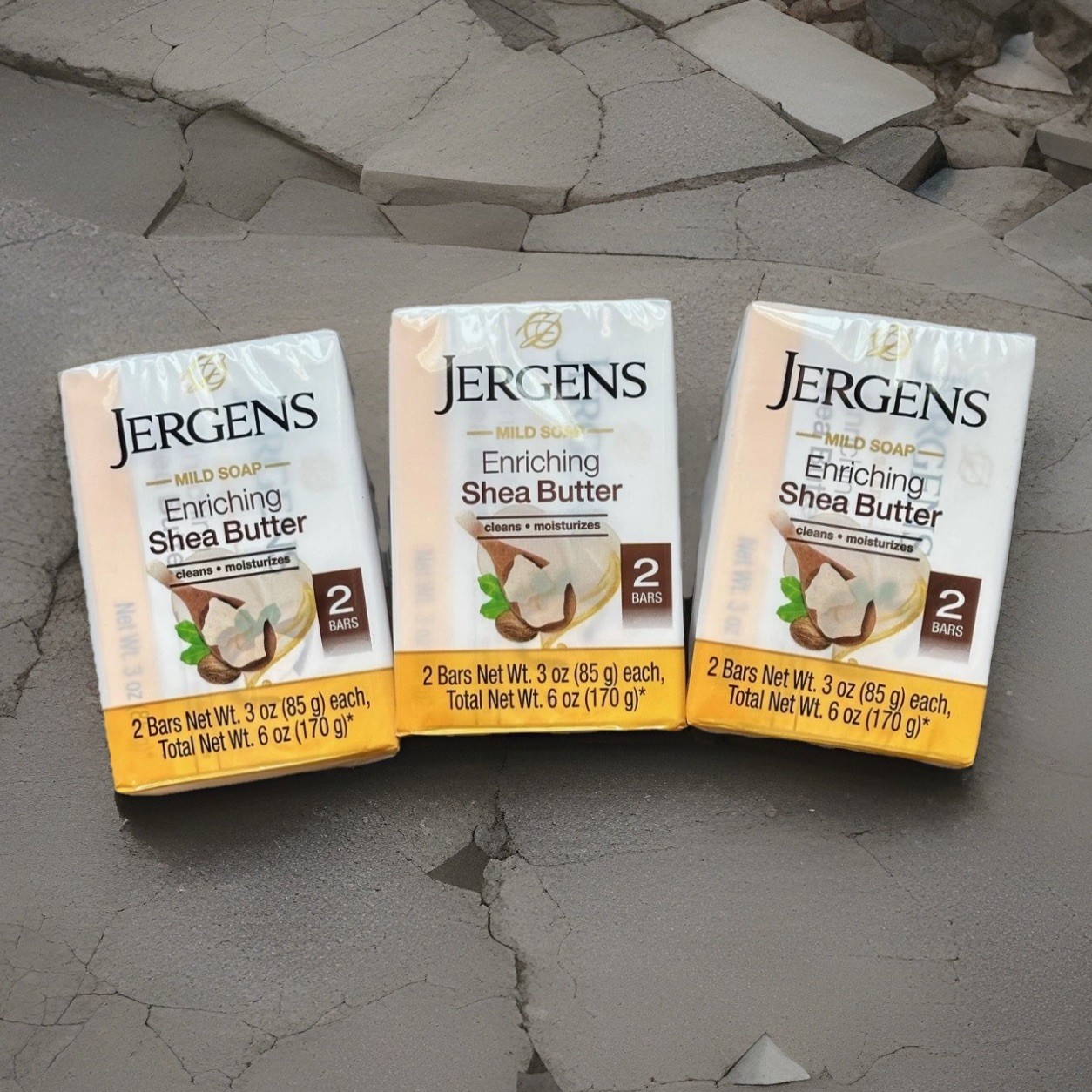 Jergens Enriching Shea Butter Mild Soap 6 Bars (3 Packs x 2) Brand New 3oz Each