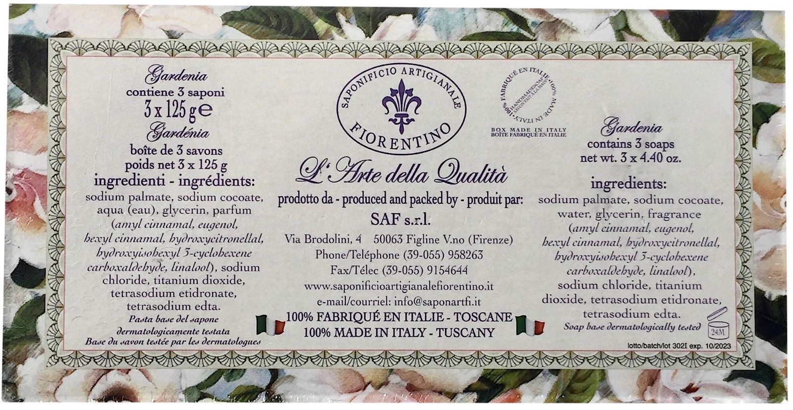 2-Pack Saponificio ~ Gardenia Scented Bar Soap from Italy 6 bars 4.40 oz Each