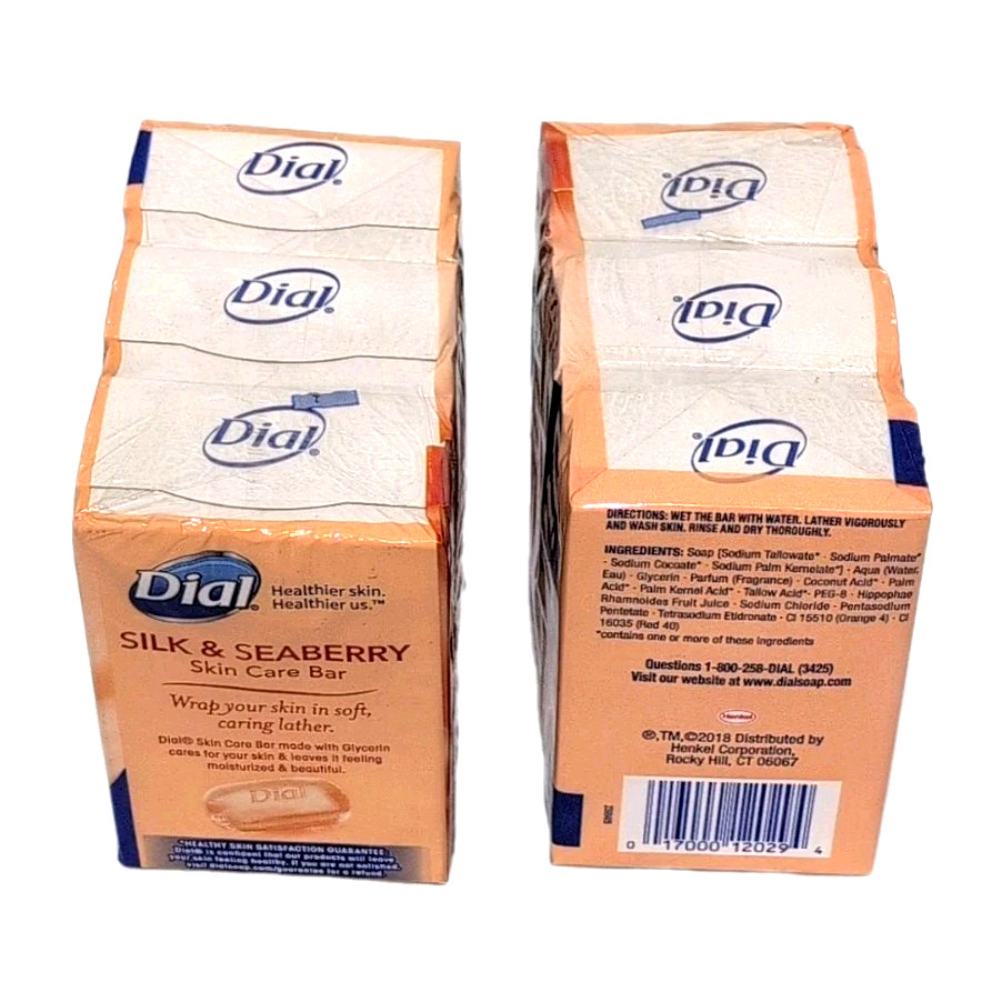 Dial Silk Seaberry Bar Soap 6 Bars 4oz ea Gentle Cleansing Skin Care HTF Rare