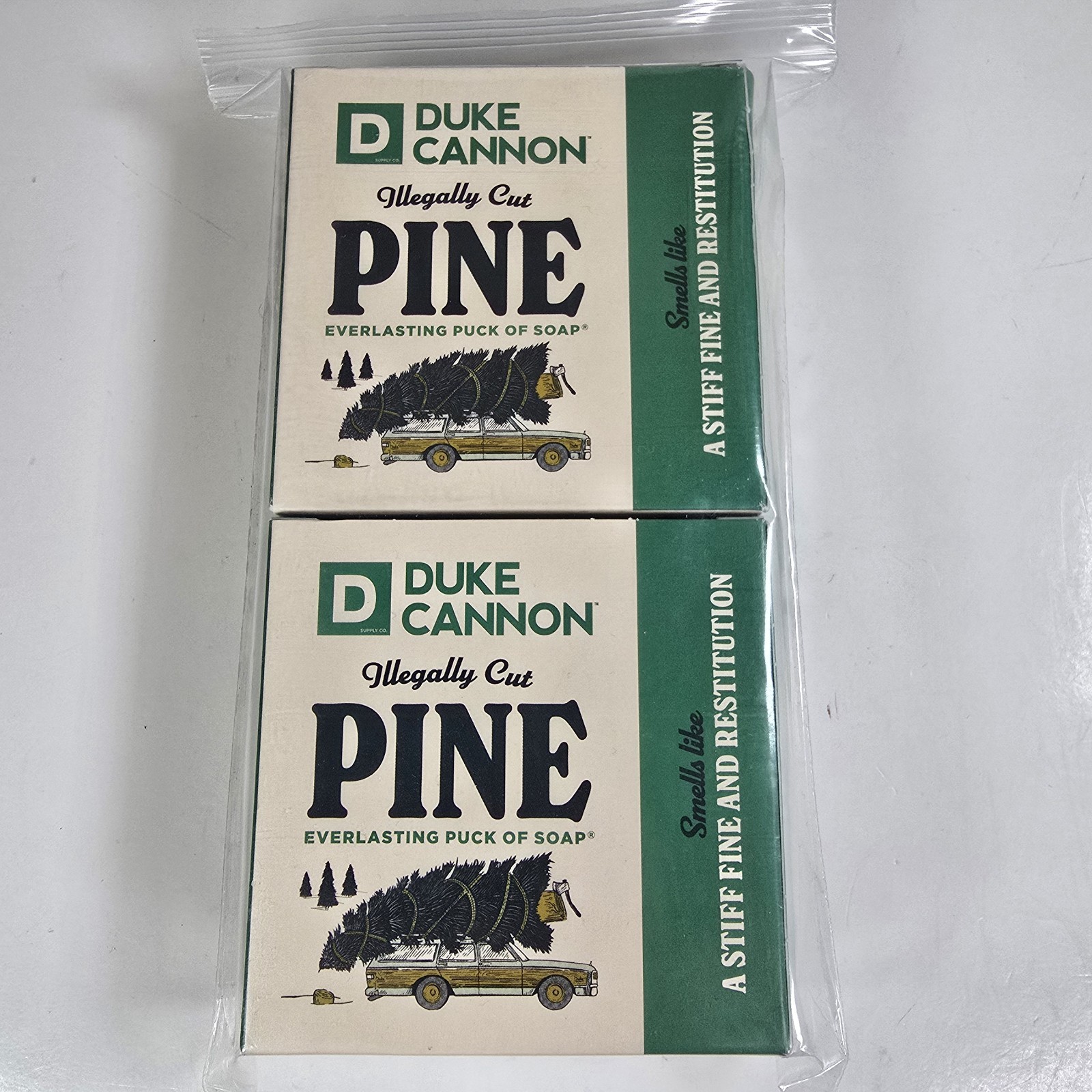 Duke Cannon Illegally Cut Pine Soap Lot of 2 Everlasting Puck 5oz Sealed