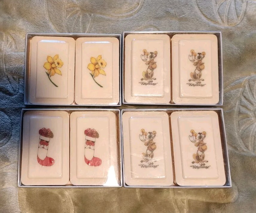 Vtg Katherine Gray French-Milled Soap 8 Sealed Bars Krismoose Santa Daffodil