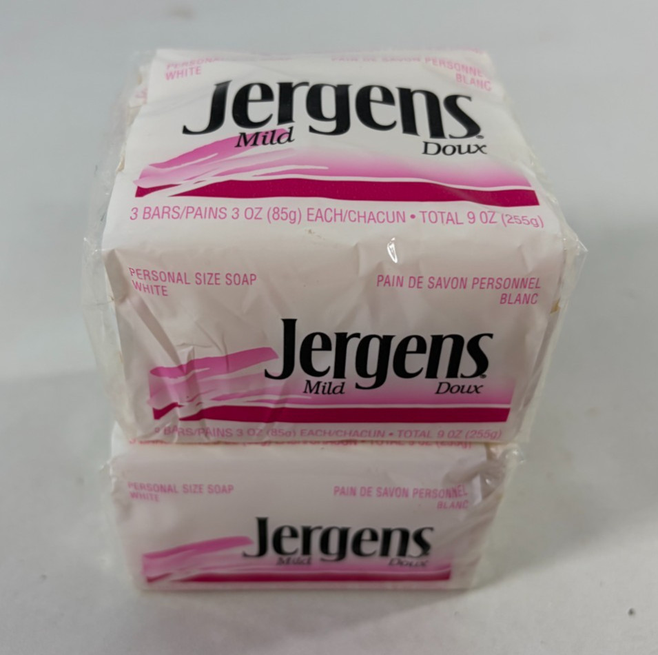 Vintage Jergens Mild Soap Bars White 6 Personal Size Bars (3 Oz Each) Total 18oz