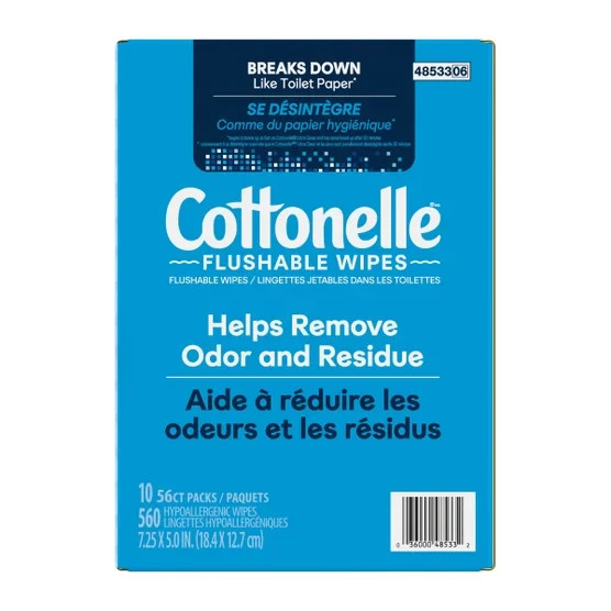 Cottonelle Flushable Wipes 560 Ct – Fresh Care Septic Safe Alcohol-Free Wipe Lot