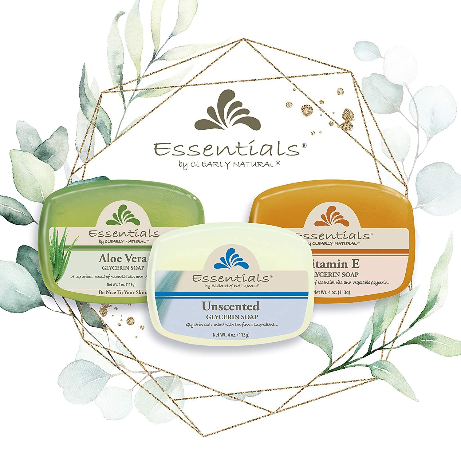 New Essentials Glycerin Bar Soap, Unscented, 4 Ounce, Pack of 12 (Packaging May