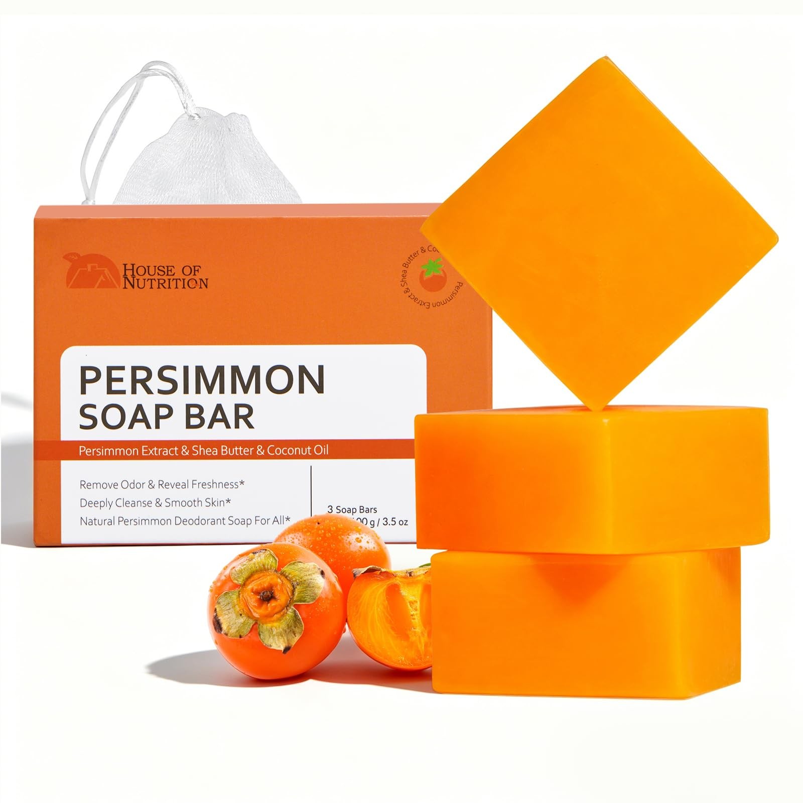 Persimmon Soap Bar for Body Odor Control, Japanese Persimmon and Tea Tree Deo…