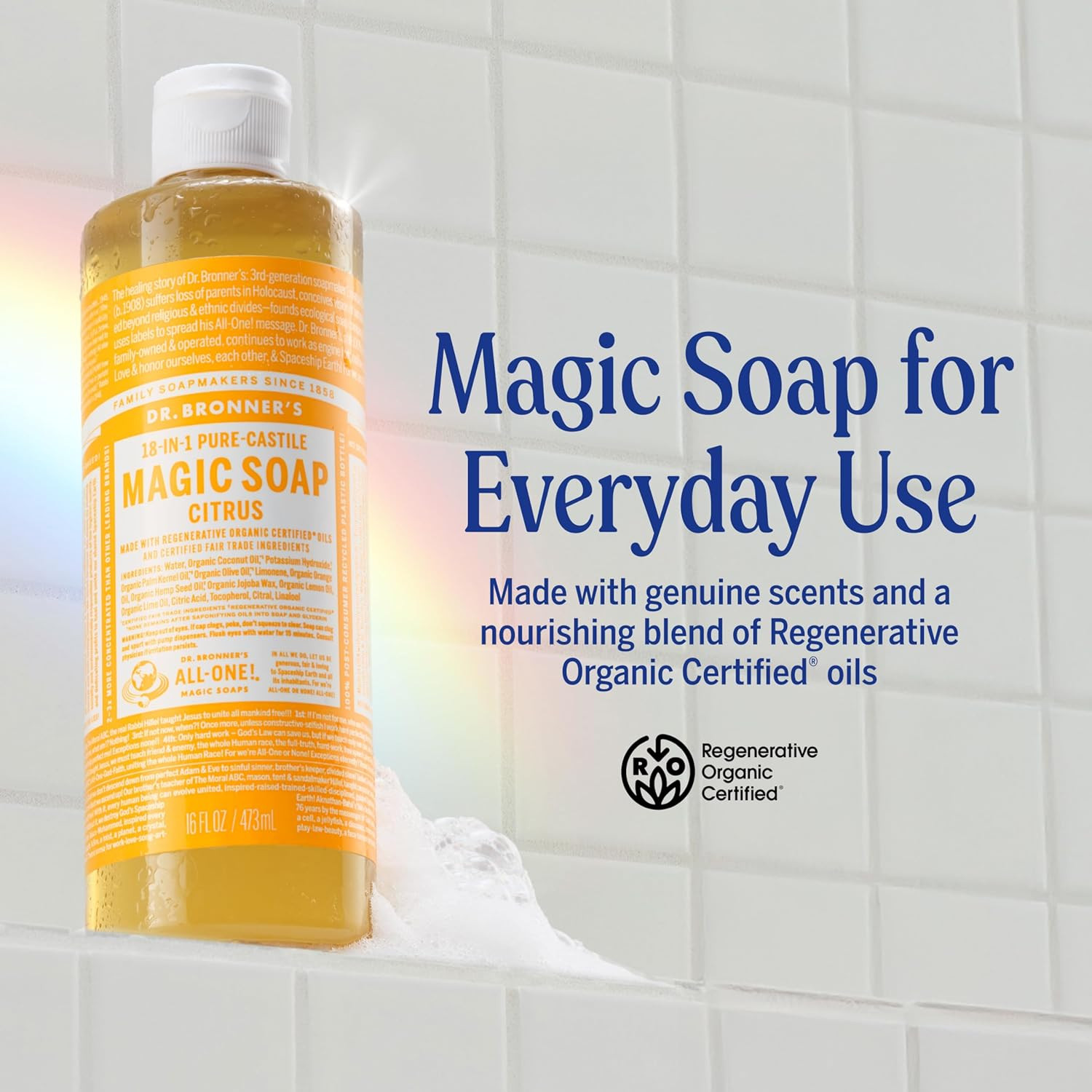 Magic Soap-Pure-Castile Liquid Soap (Citrus, 32Oz, 2-Pack)-Regenerative Organic