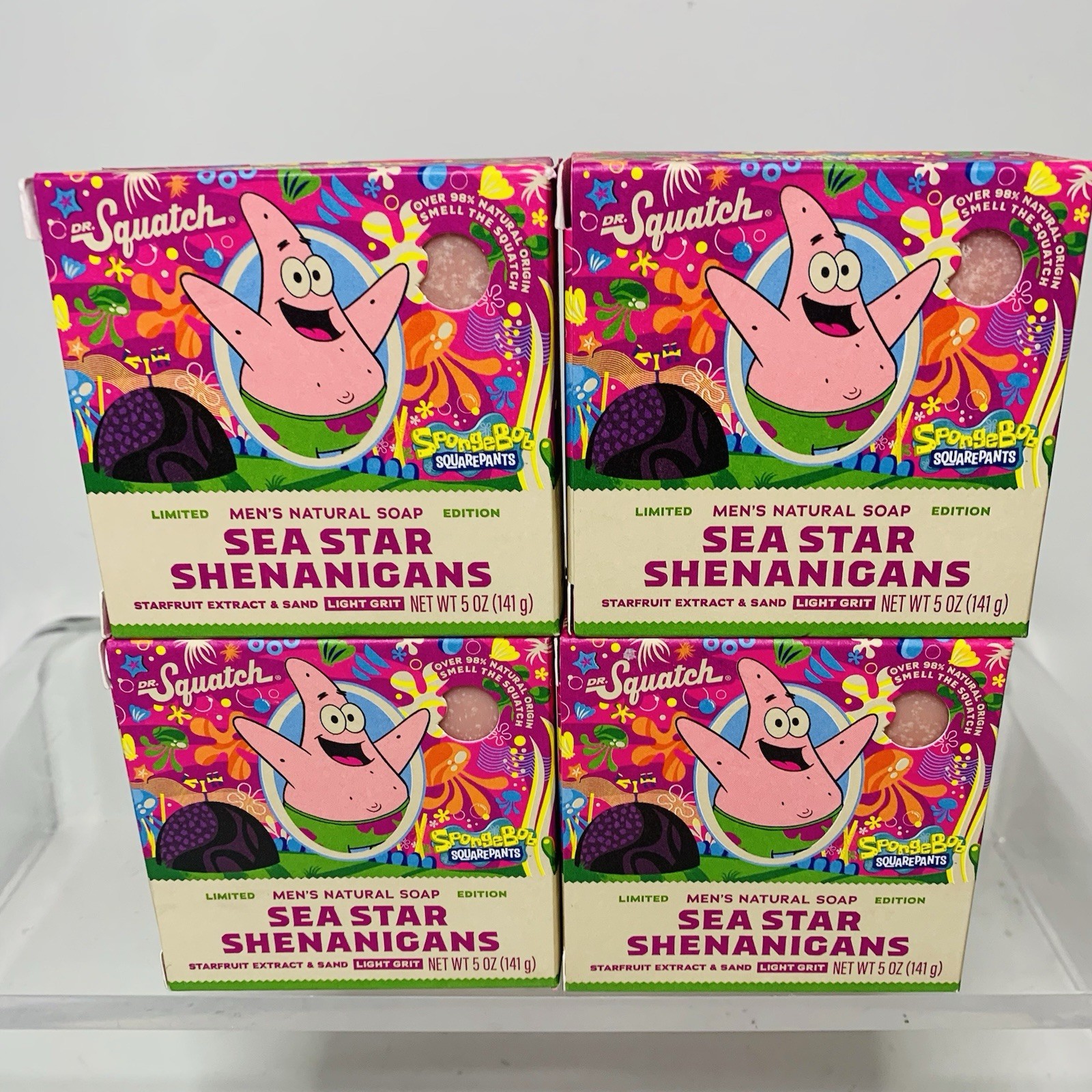(4) Dr. Squatch Limited Edition Sea Star Shenanigans PATRICK Natural Soap Bars