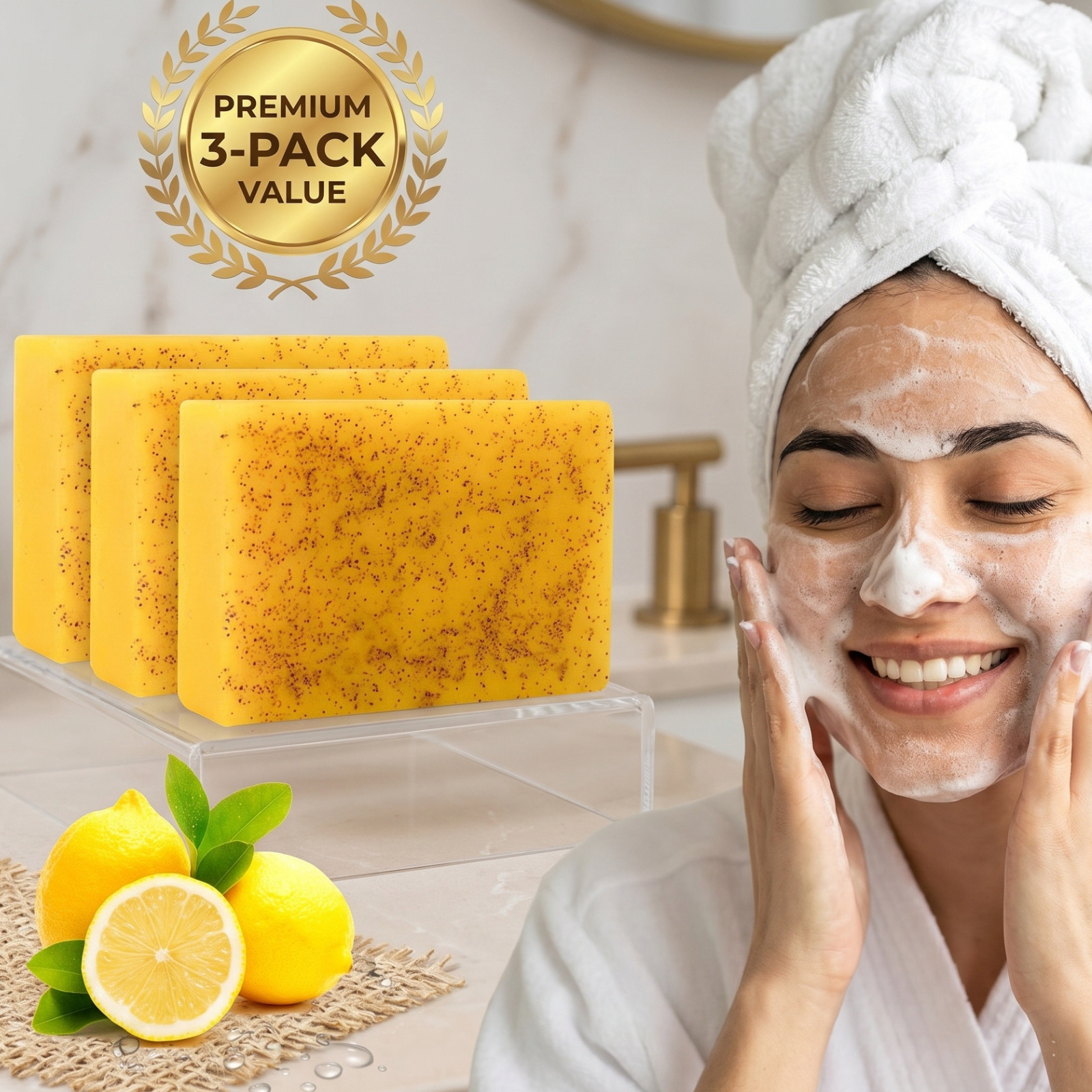 3 Pack Handmade Turmeric Kojic Acid Soap Dark Spot Remover Brightening Face Body