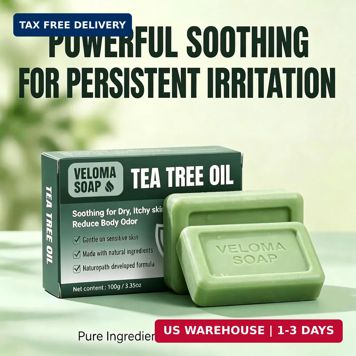 Veloma Antifungal Soap,Veloma Soap,Tea Tree & Eucalyptus & Coconut Oil & Witch H