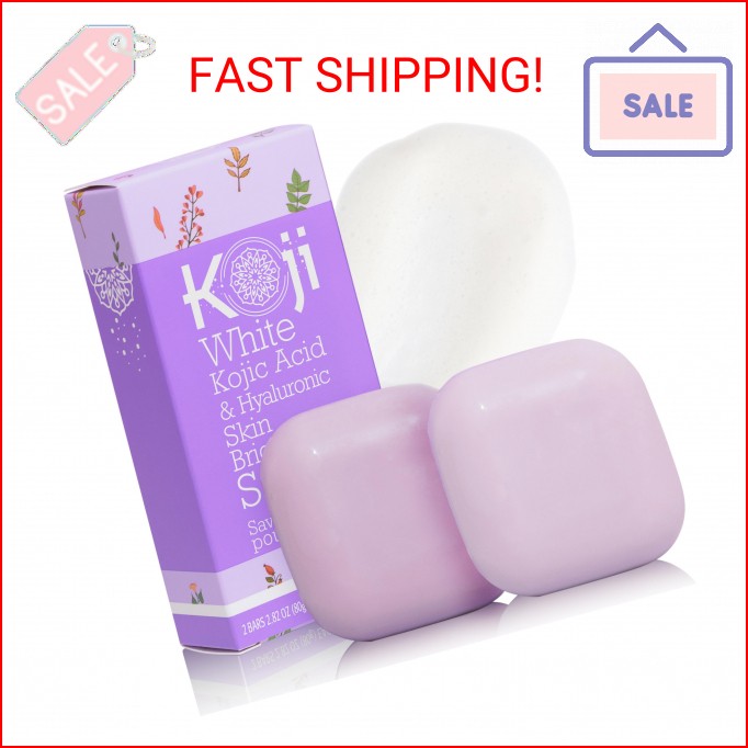 Koji White Kojic Acid & Hyaluronic Acid Skin Brightening Soap for Hydrating, Fac