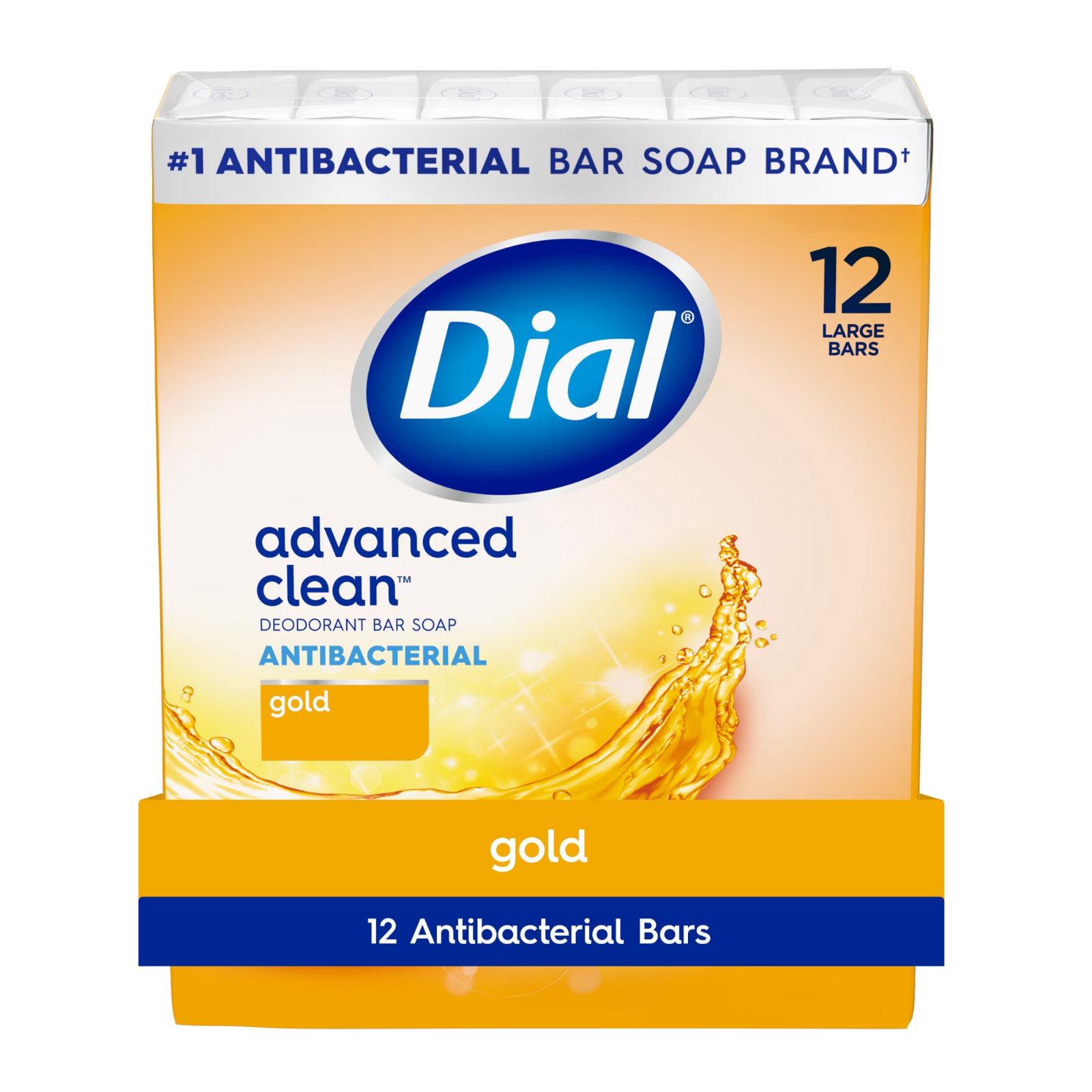 Dial Antibacterial Deodorant Bar Soap, Advanced Clean, Gold 4 oz 12 Bars