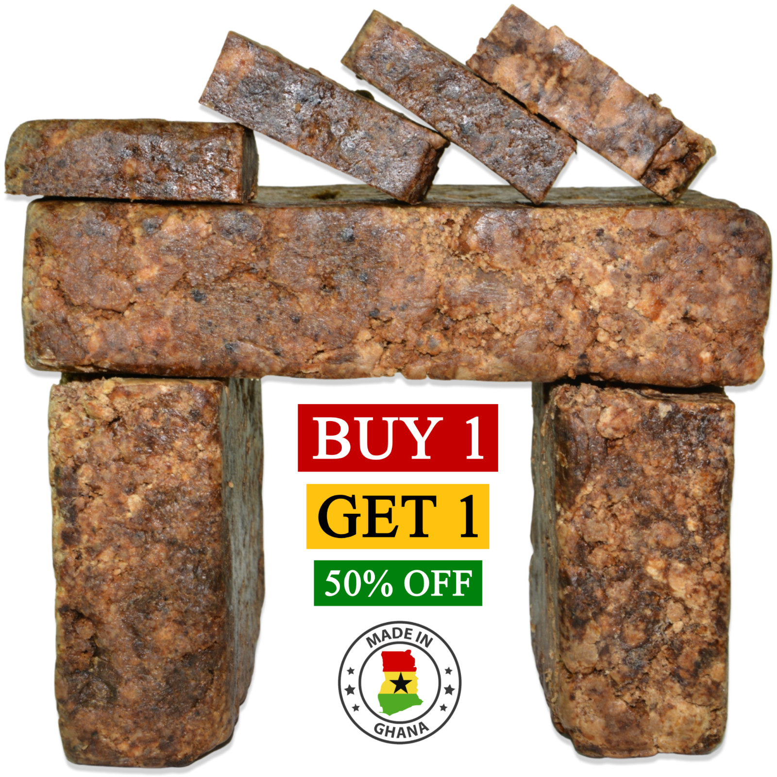 African Black Soap Raw Bar 1 lb. 100% Pure Organic Natural Ghana Face Body Wash