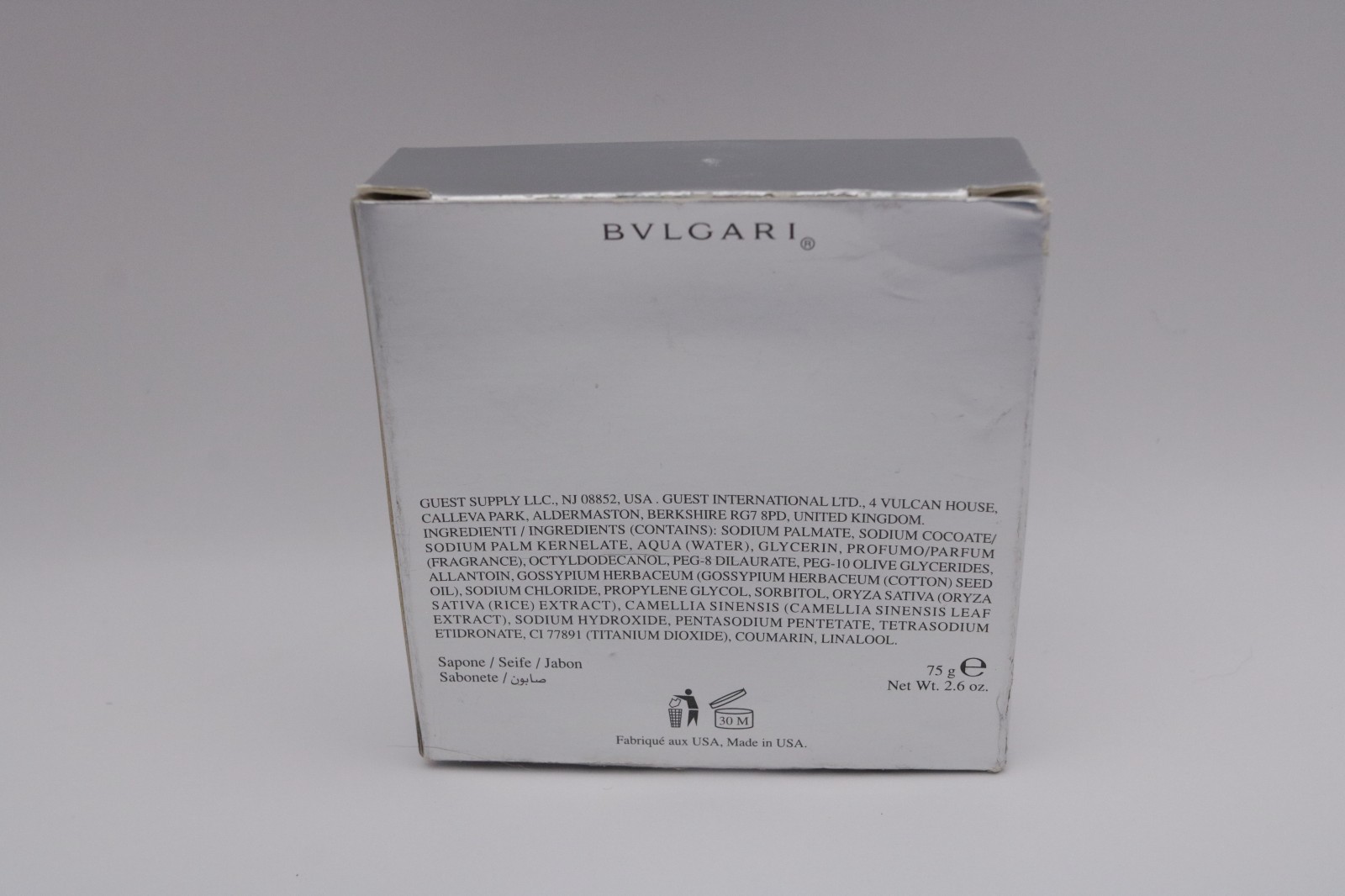 BVLGARI Eau Parfumée Au thé Blanc 50g 2.6oz Soap Bar NIB