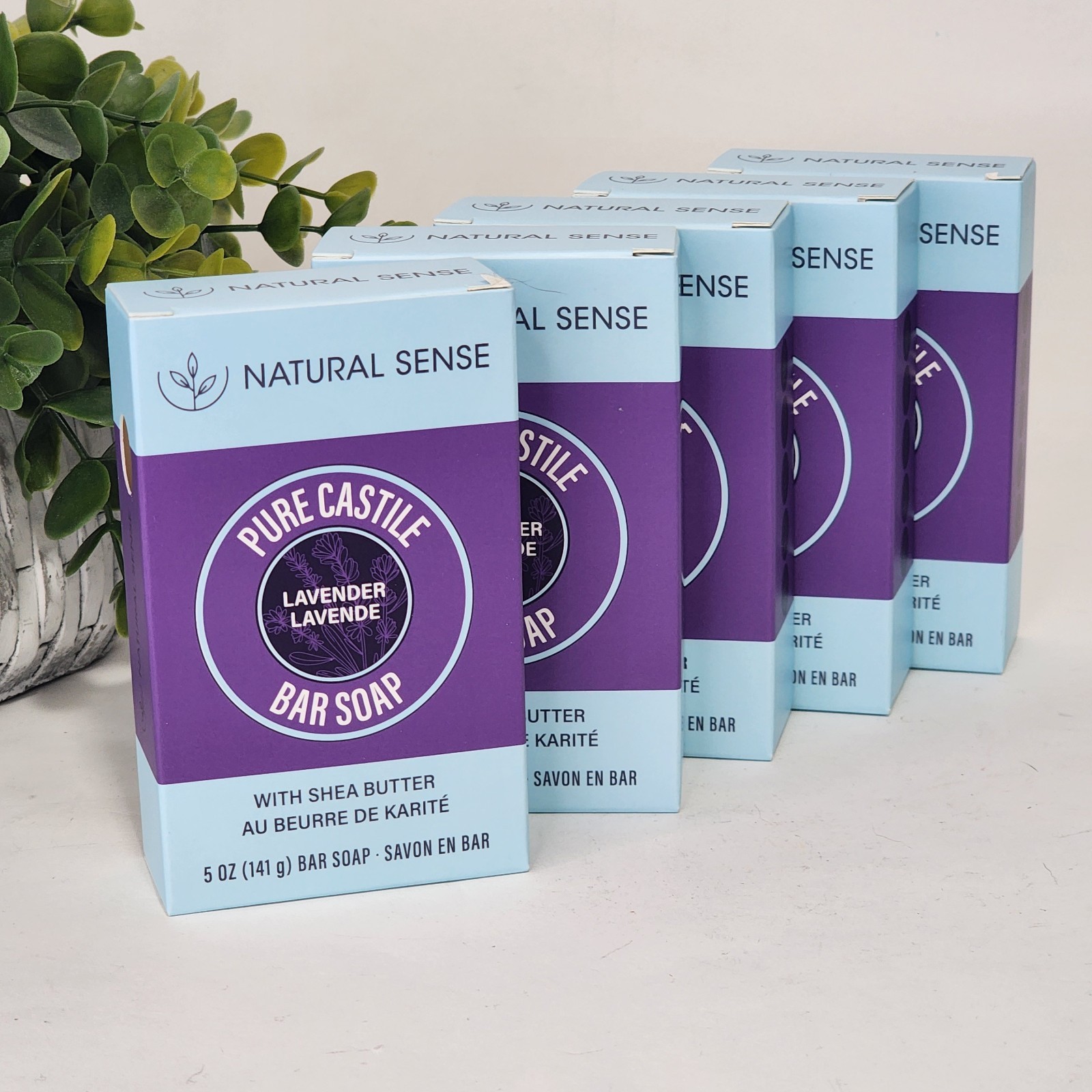 Natural Sense Pure Castile Lavender Bar Soap Plant Based 5 oz (141g) ~ 5 Pack