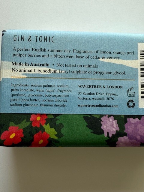 Wavertree & London Gin & Tonic Soap Bar 200 gr 2-Pack New Free Ship