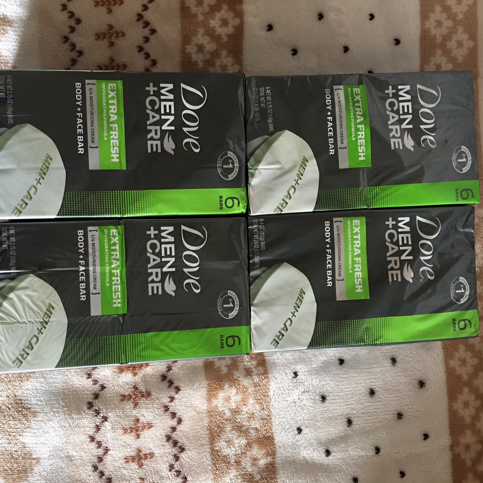 4 X *** Men+Care Extra Fresh 4oz Body & Face ,6 Bars 1/4 Moisturizing Cream