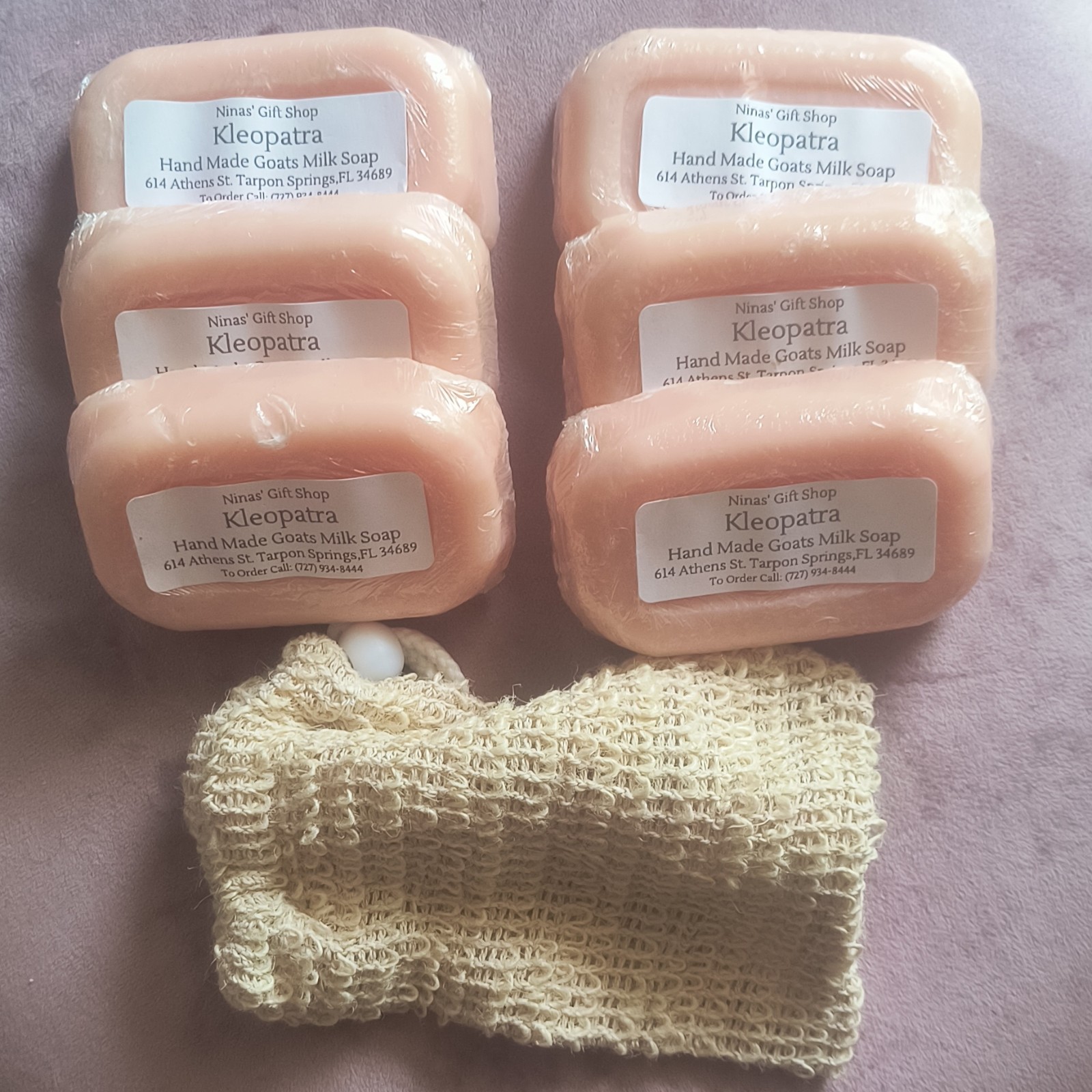 Ninas’ Gift Shop Handmade Goats Milk Soap 6 Rectangular Bars + Soap Bag