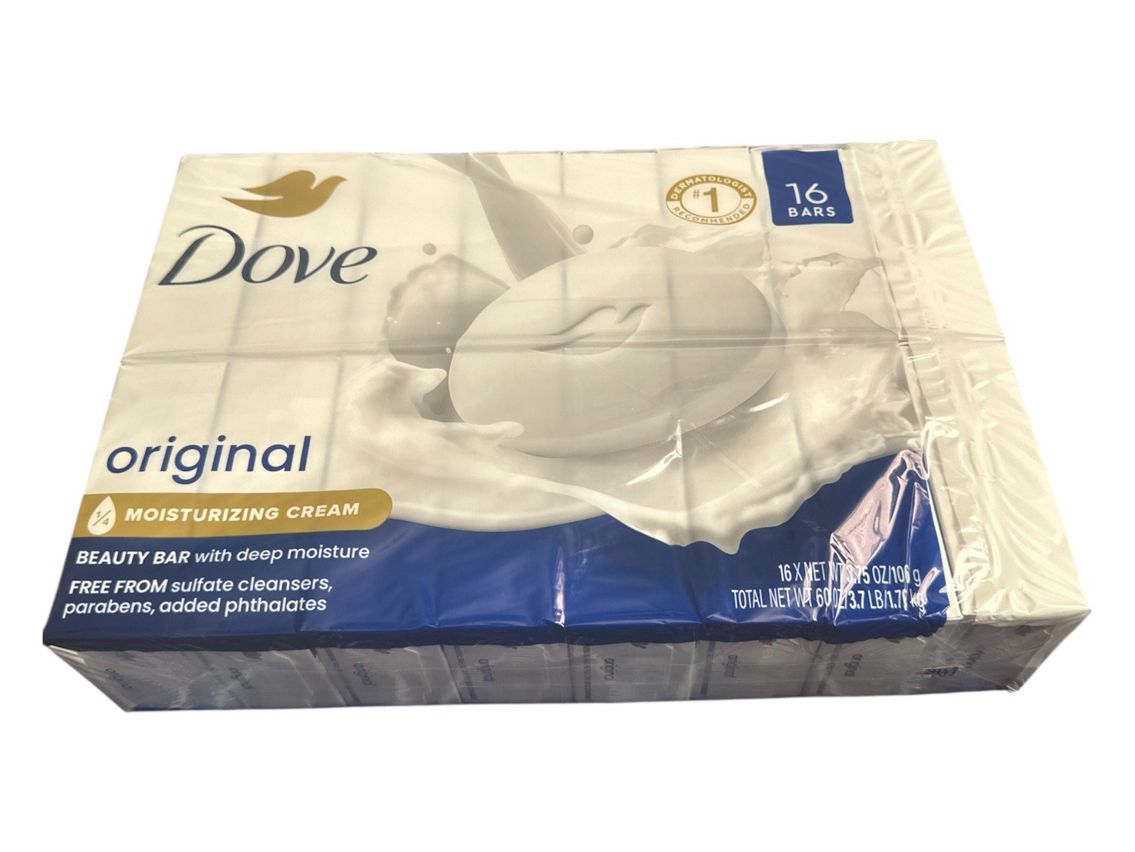 DOVE BEAUTY BAR Original Deep Moisturizing CREAM SOAP 16 pack (3.75oz. 16 ct.)