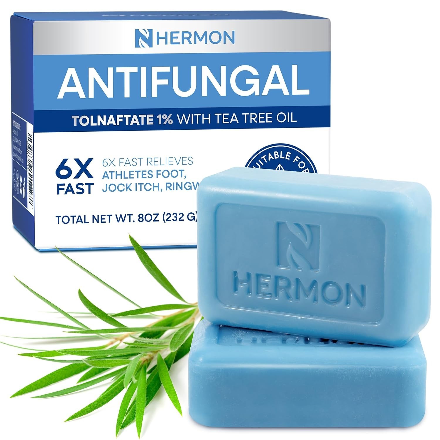Antifungal Bar Soap Tea Tree Oil Ringworm Jock Itch Athletes Foot 2 Bars