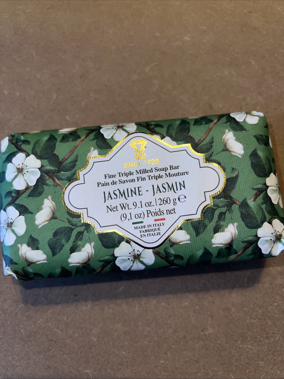 Diamante Italian Luxury Bath Bar Soap Jasmine scented 9.1oz fine triple milled