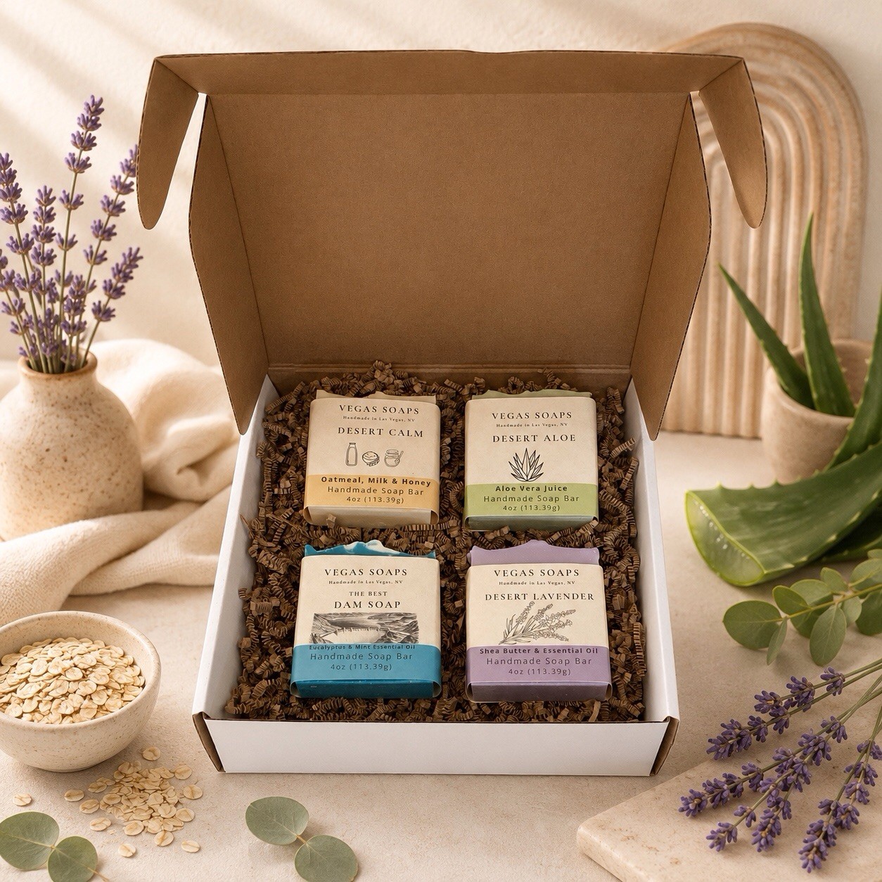 Vegas Soaps Women’s Collection Four Handmade Bars Plant Based Oils & Butters