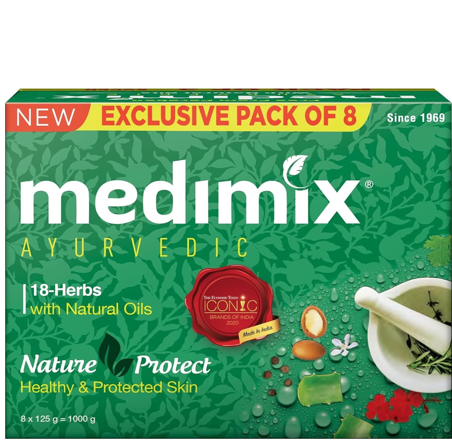 Medimix Ayurvedic Classic 18 Herbs Bathing Soap, 125g (pack of 8)