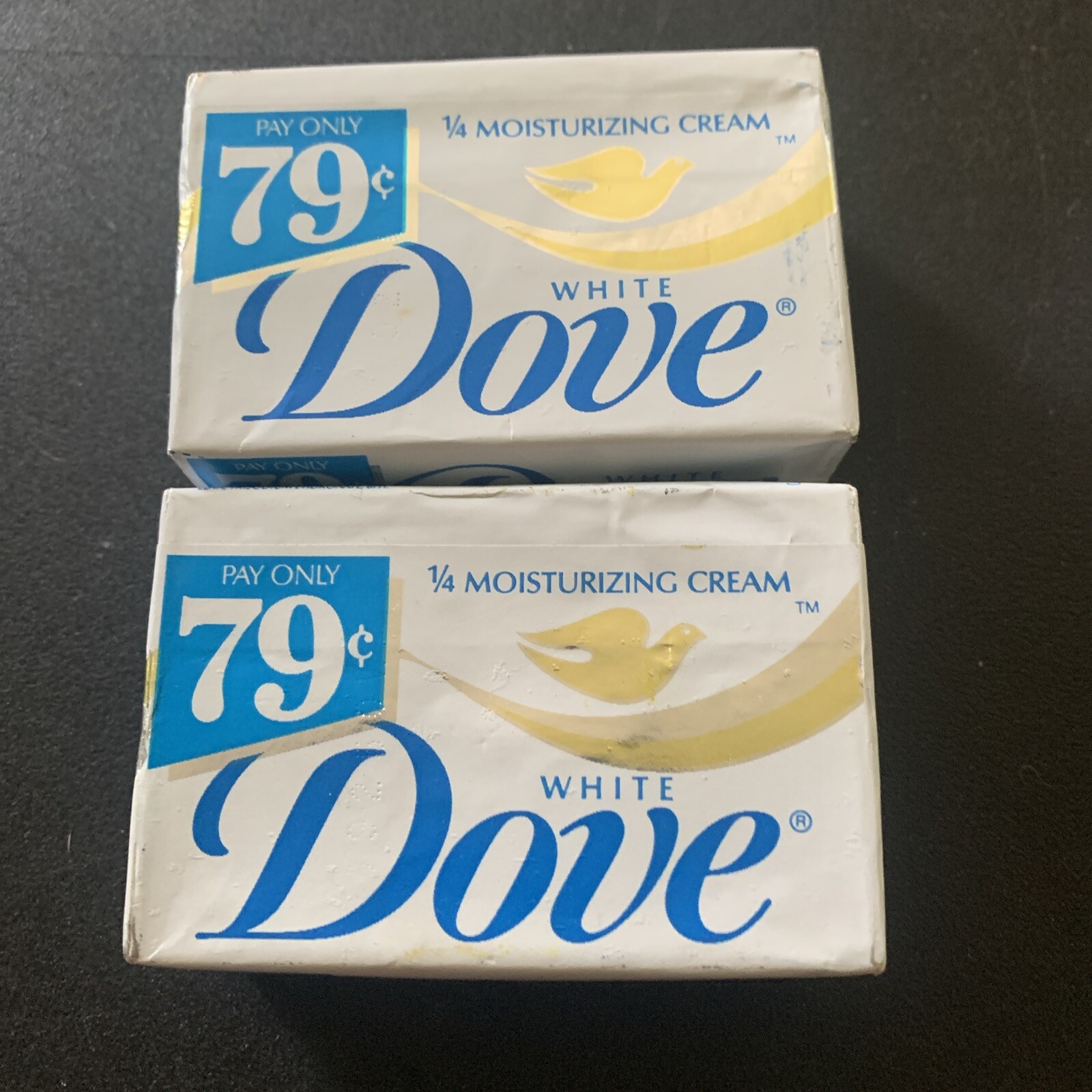 2 VTG Dove Soap Bath Bar White 1/4 Moisturizing Cream 3.5 Oz. NOS New 2 Pack