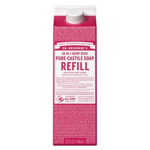 Pure Castile Liquid Soap Refill Rose 32 Oz