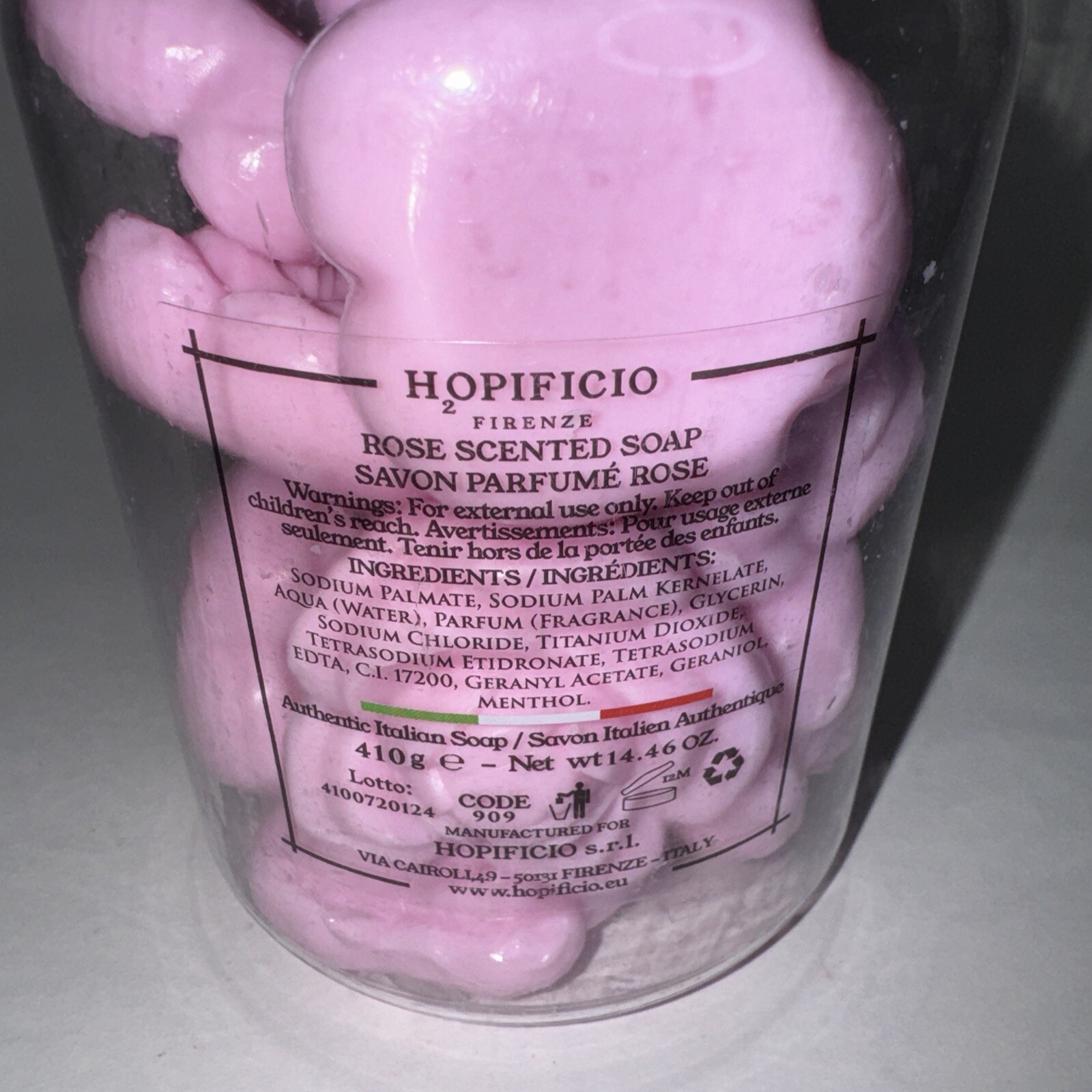 Hopificio Firenze Pink Roses Soap Triple Milled Savon Pour Les Mains