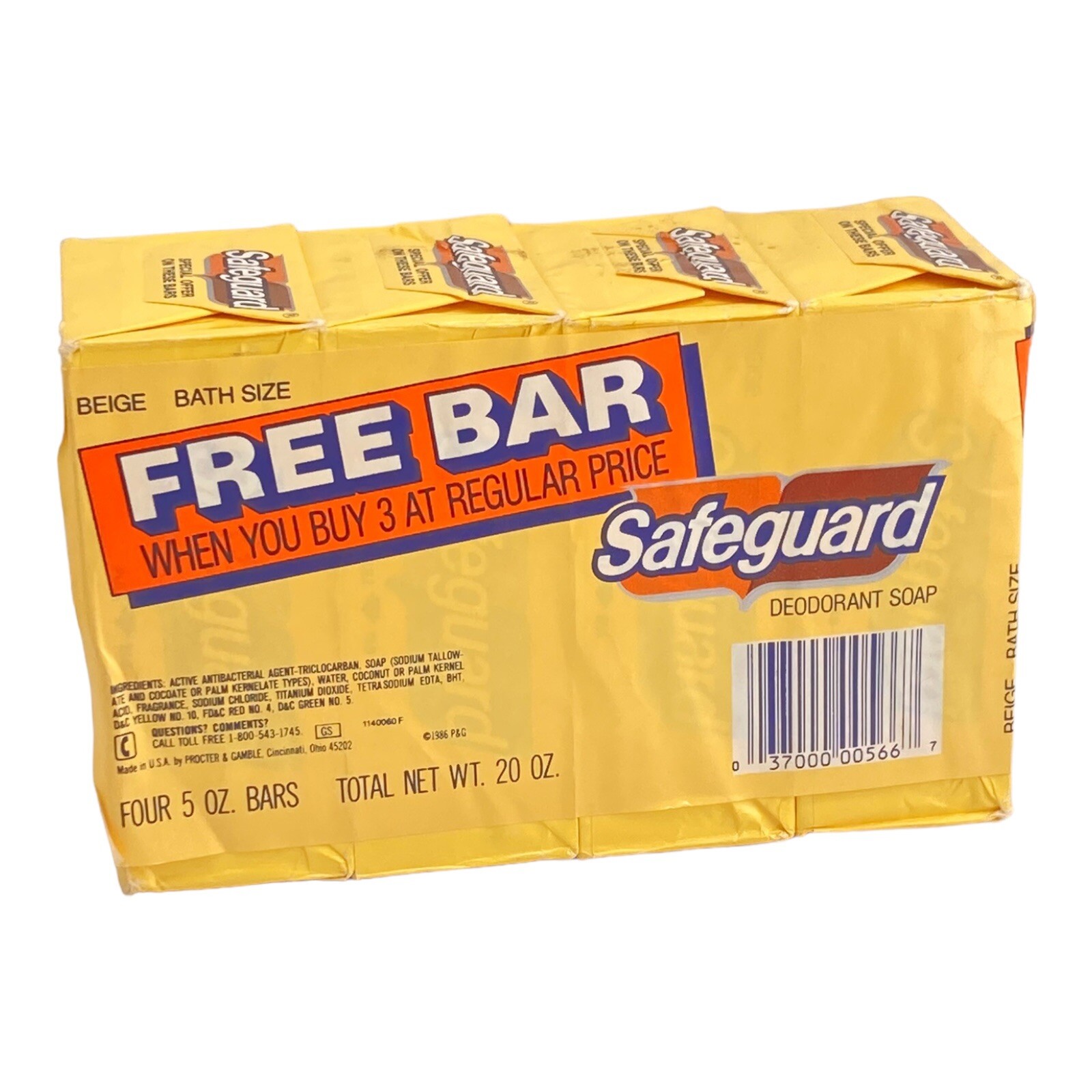 4 Vtg. bars Of Safeguard White deodorant soap 5 Oz Each/bath size,Anti-Bacteria