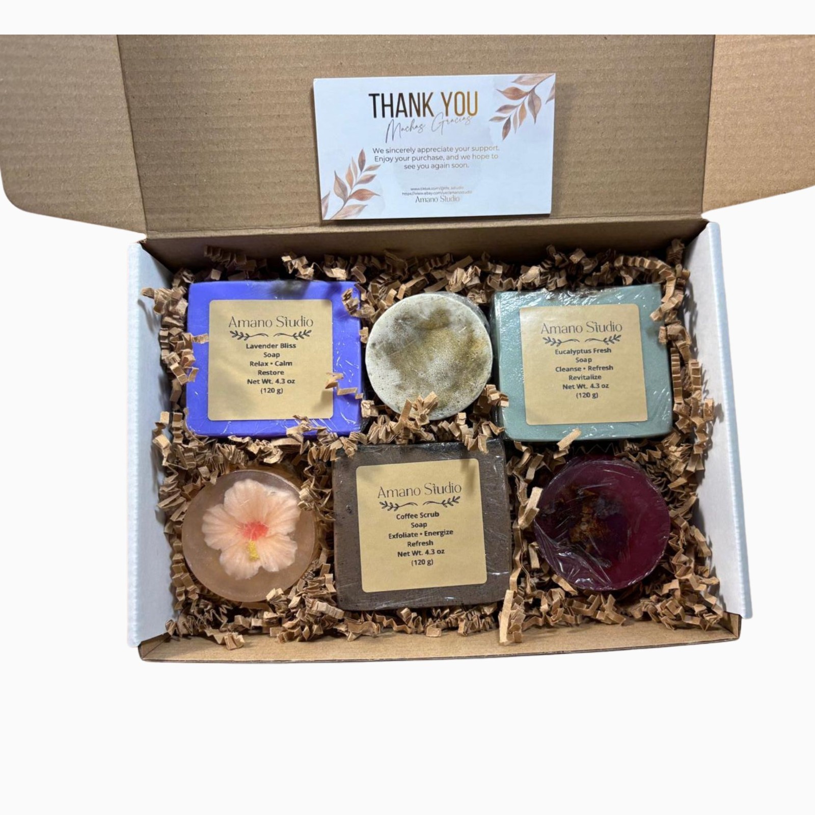 Handcrafted Soap Bundle 6 pc Goat Milk Jojoba Oil Glycerin 4.3/ 1.6 Oz Gift Set