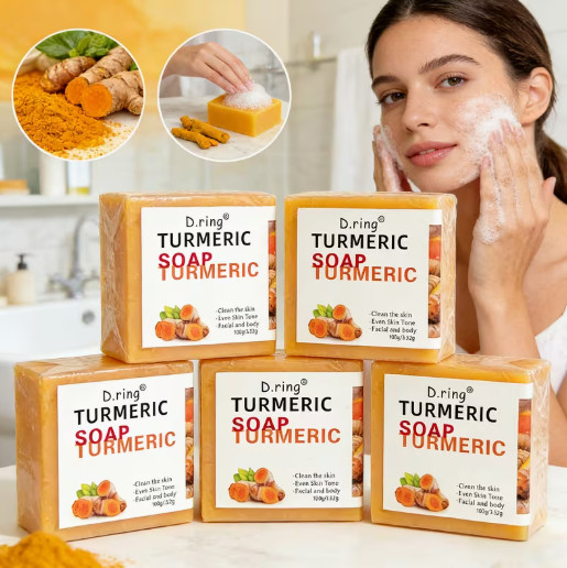 2Bar Turmeric & Curcumin Soap Set with Lemon – Handmade, Alcohol-Free, Suitable