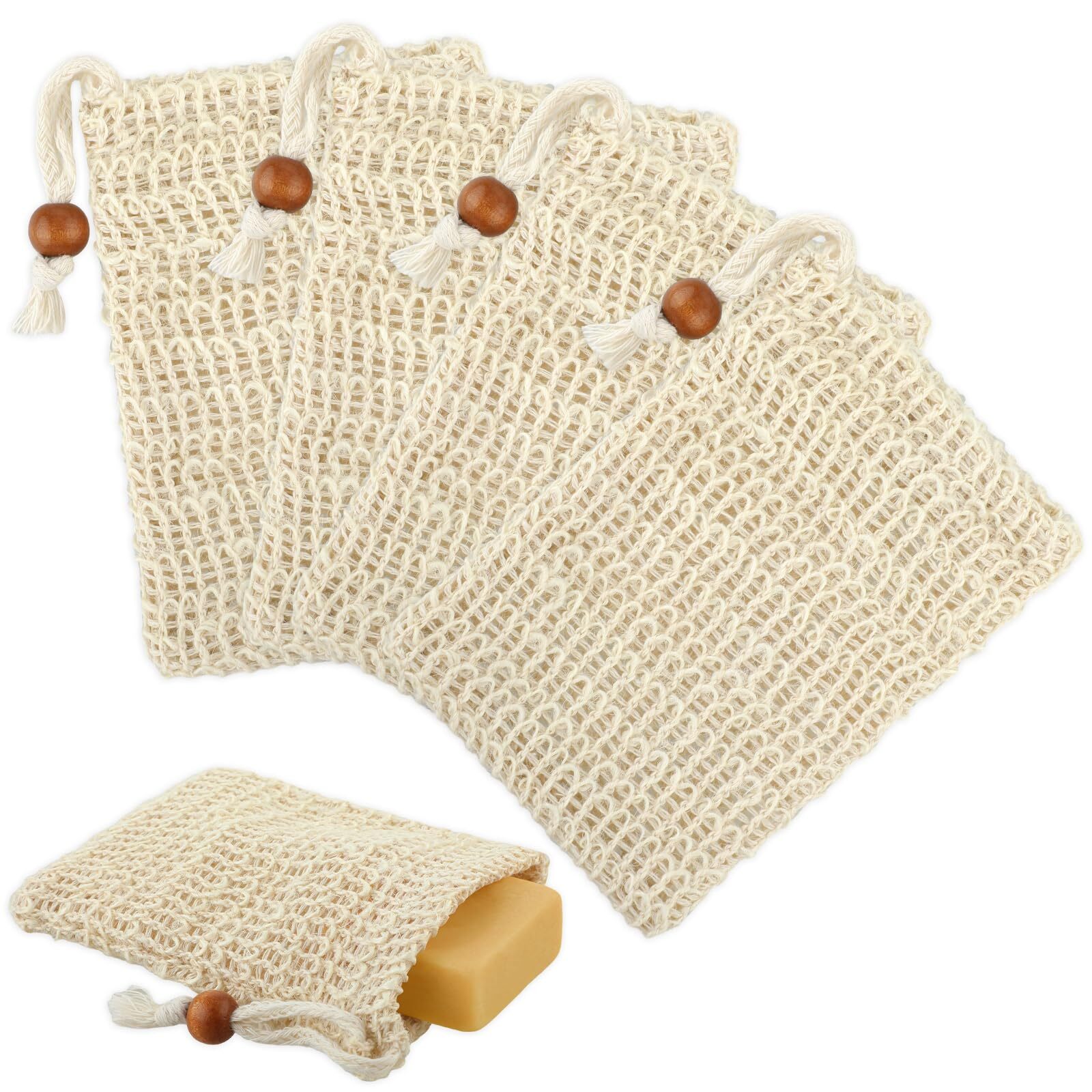 4pcs Soap Bags Natural Sisal Soap Saver Bag Exfoliating Soap Pouch Soap Scrubber
