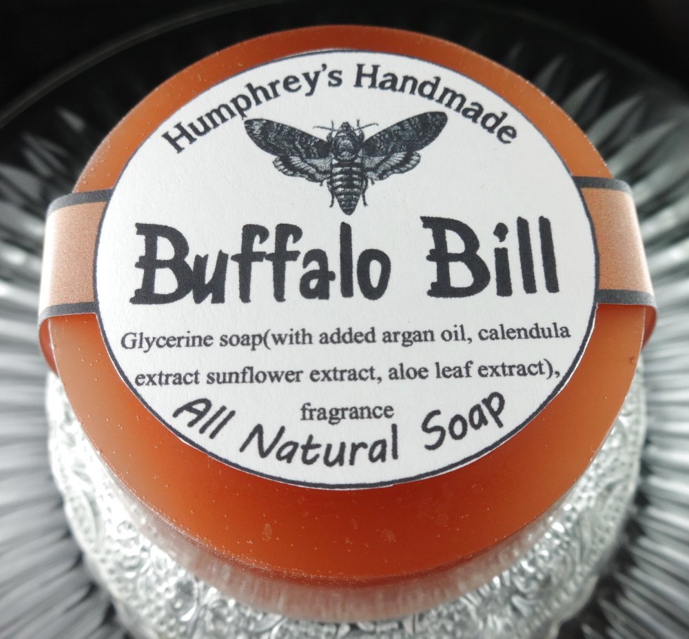 BUFFALO BILL Leather Scented Mens Soap Glycerin Round Shave Beard Wash Horror