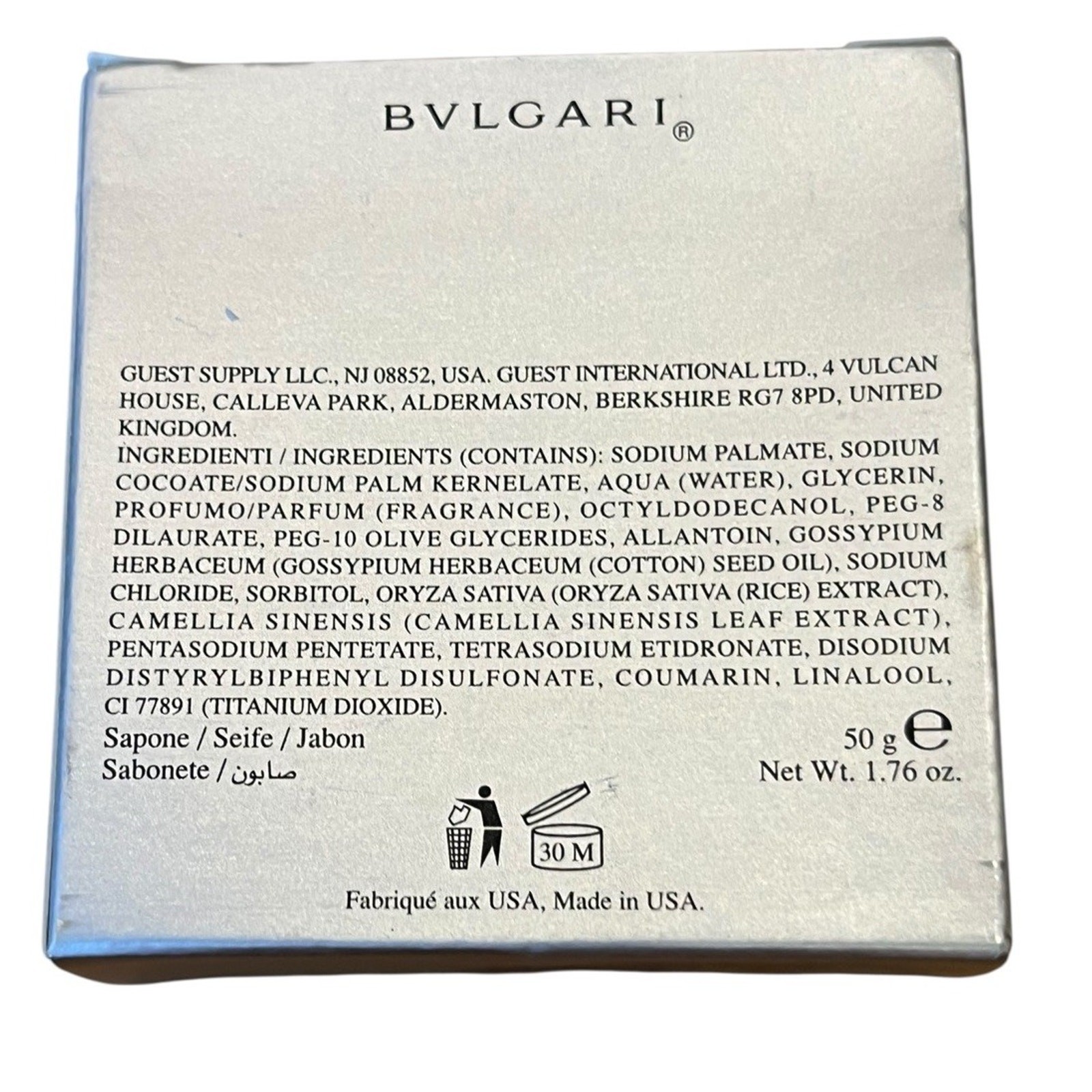 BVLGARI Eau Parfumee au the blanc Savon Soap 1.76 oz New In Box