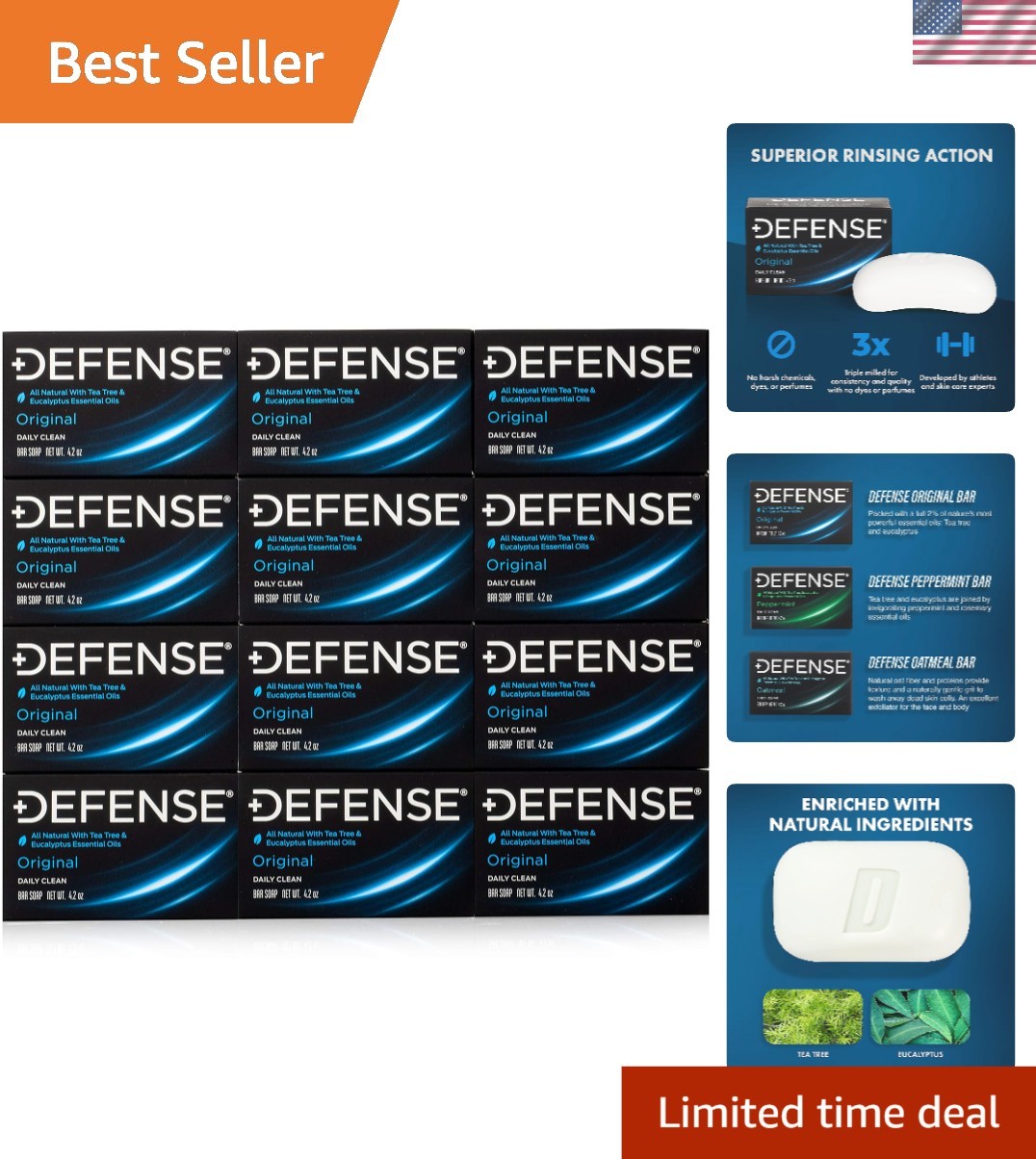 12pk All Natural Tea Tree Bar Soap for Men