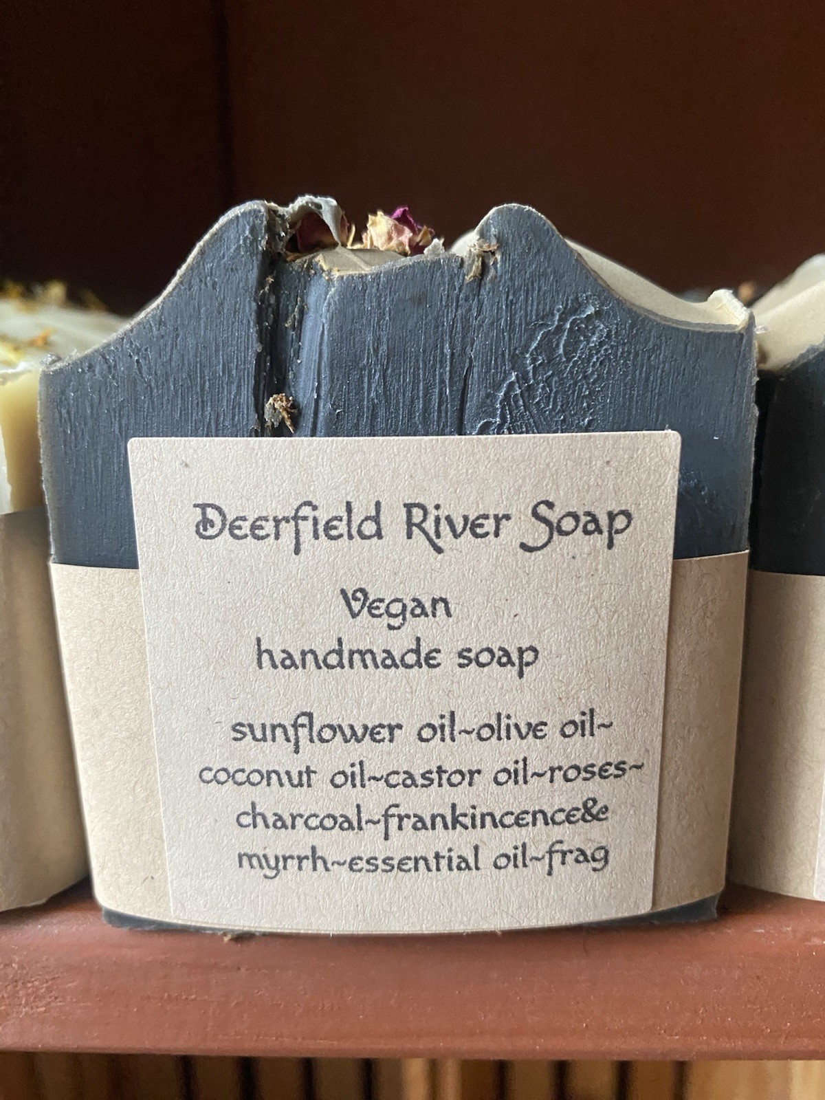 Deerfield River Soap Vegan Handmade Charcoal Soap Frankincense & Myrrh 4 oz