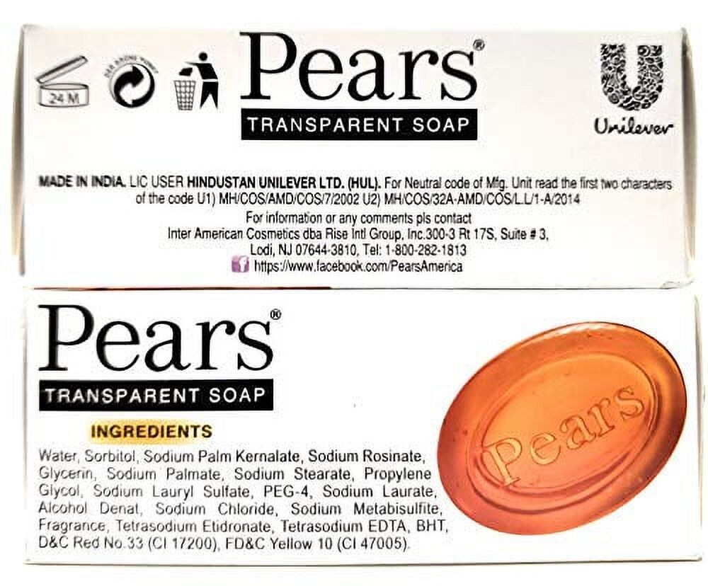 Pears Transparent Glycerin Bar Soap 3.53 Oz Each ORANGE COLOR