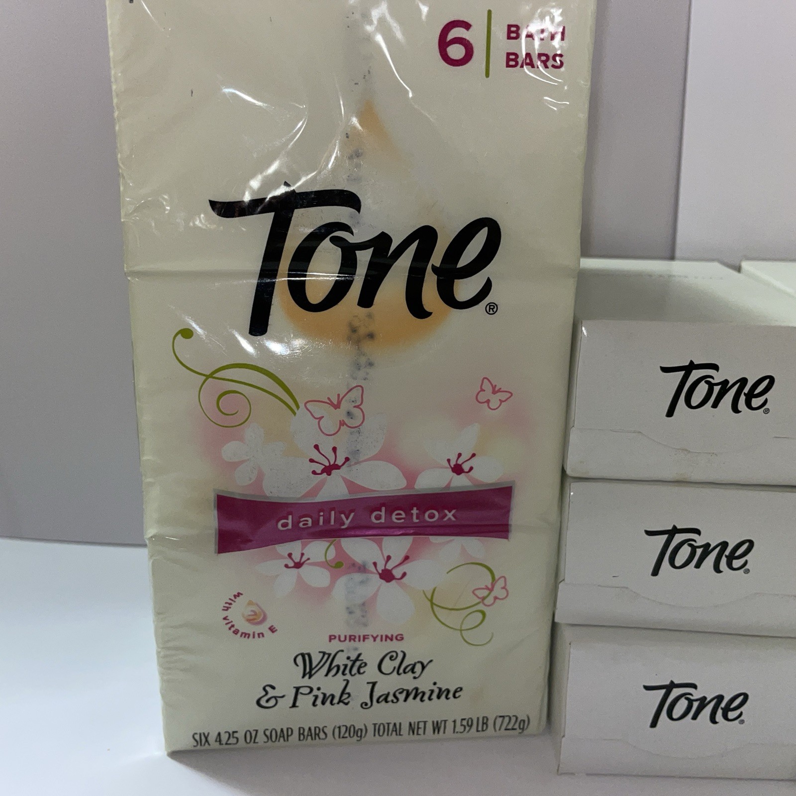 Tone Daily Detox Purifying White Clay & Pink Jasmine Bath Bar 4.25 oz Each 1x
