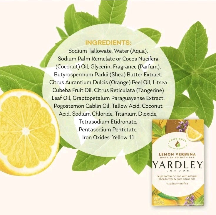NEW! YARDLEY LONDON (4.0 Oz.) 113g Bar 🍋●LEMON VERBENA● Moisturizing Bar Soap🫧