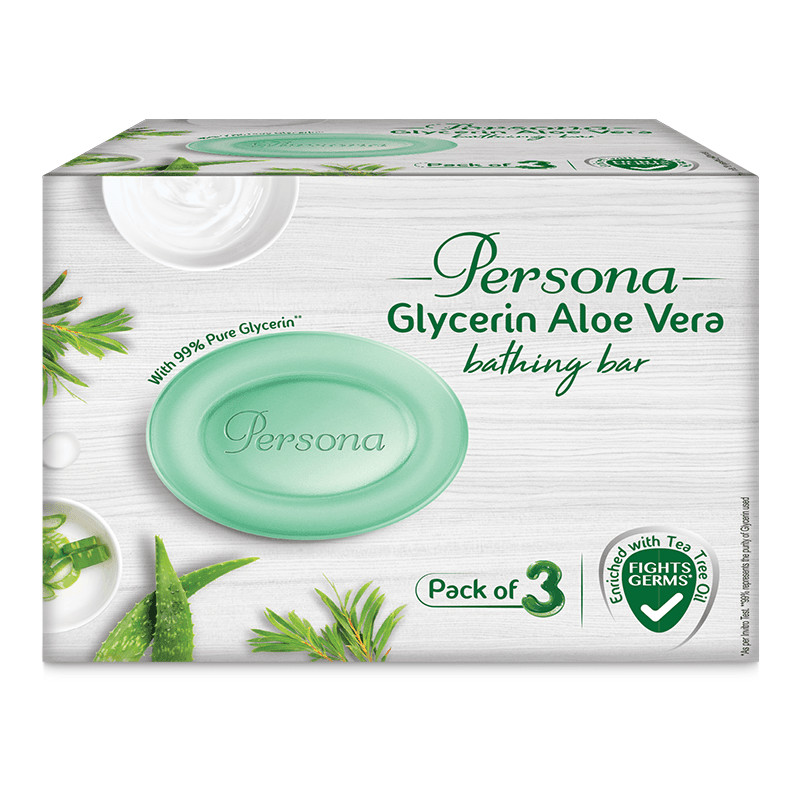Persona™ Glycerin Aloe Vera | Bathing Bar | Moisturizing Skin Care Pack | 225G