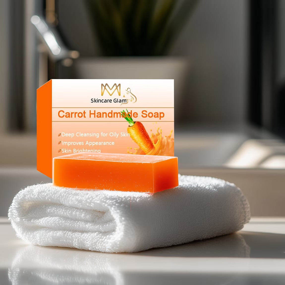 MM Skincare Glam Carrot Soap Deep Cleansing Brightening Bar for All Skin – 100g