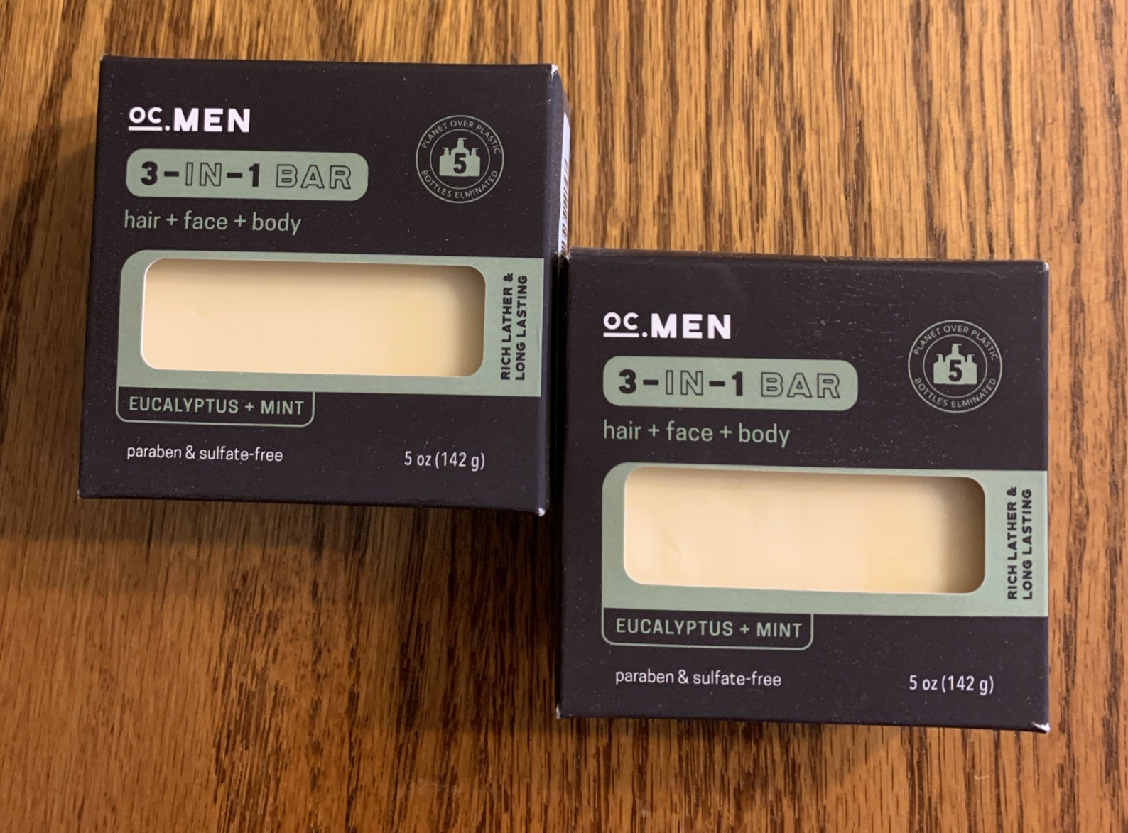 OC MEN Eucalyptus and Mint 3-in-1 (Hair+Body+Face) (2) 5 oz BAR SOAP NIB