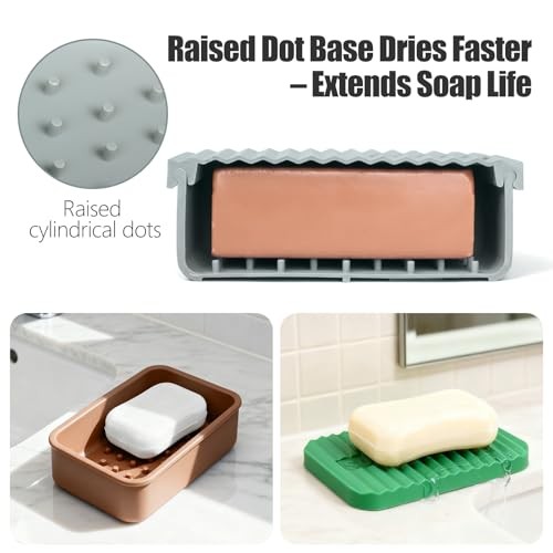 Large Leakproof Travel Soap Case for 10 oz Bar Soap, Silicone Soap Gray