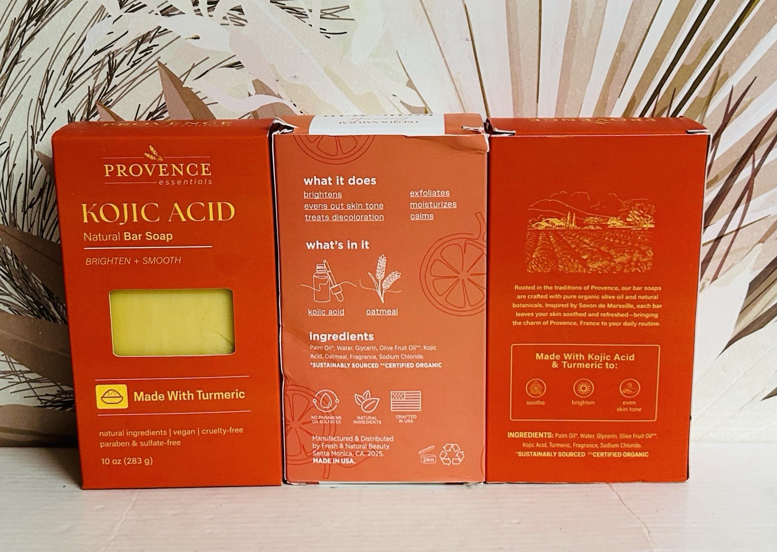 3-Pack Provence Essentials ~ Kojic Acid National Bar Soap with Turmeric 10 oz