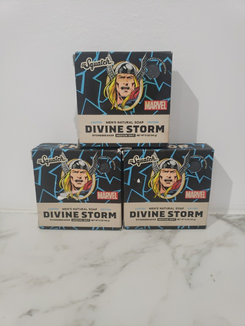 Pack Of 3 Dr Squatch Divine Storm Thor Limited Edition Soap Marvel Avengers