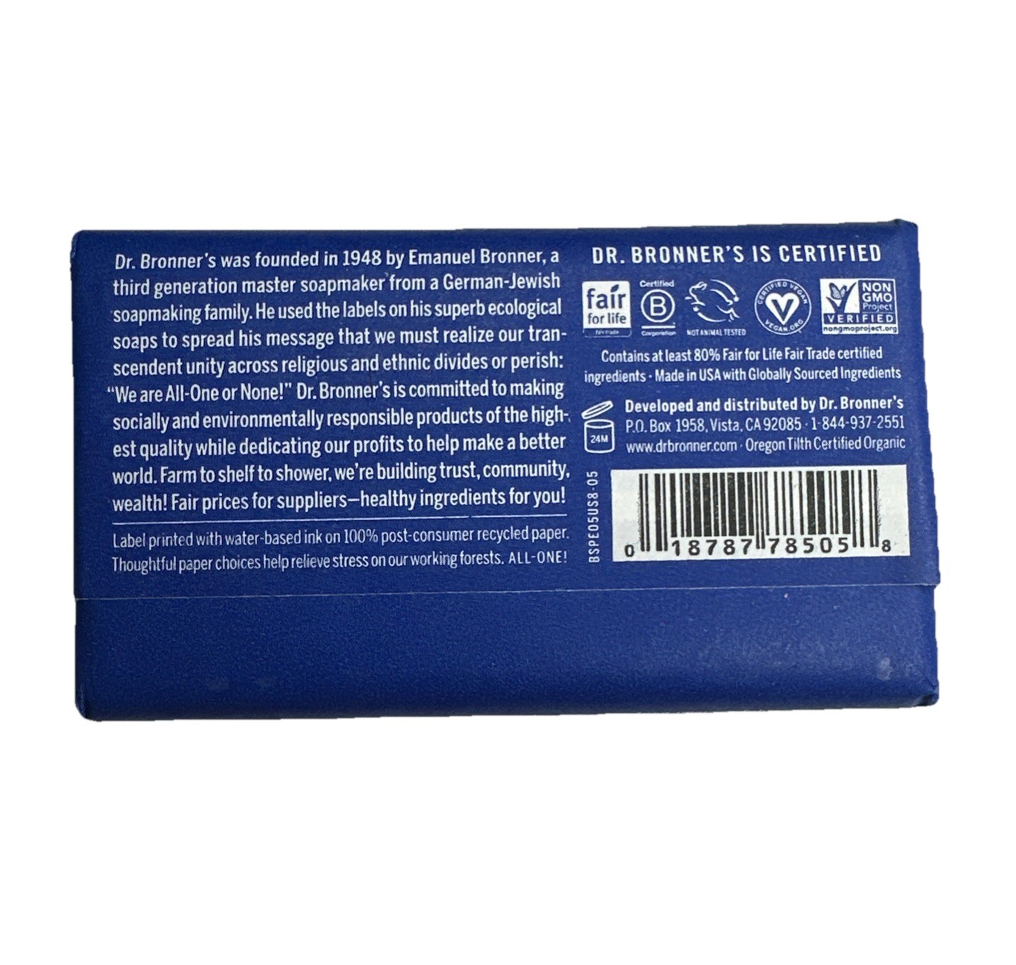 Dr. Bronner’s Organic All-One Pure-Castile Bar Soap, Peppermint – 5oz