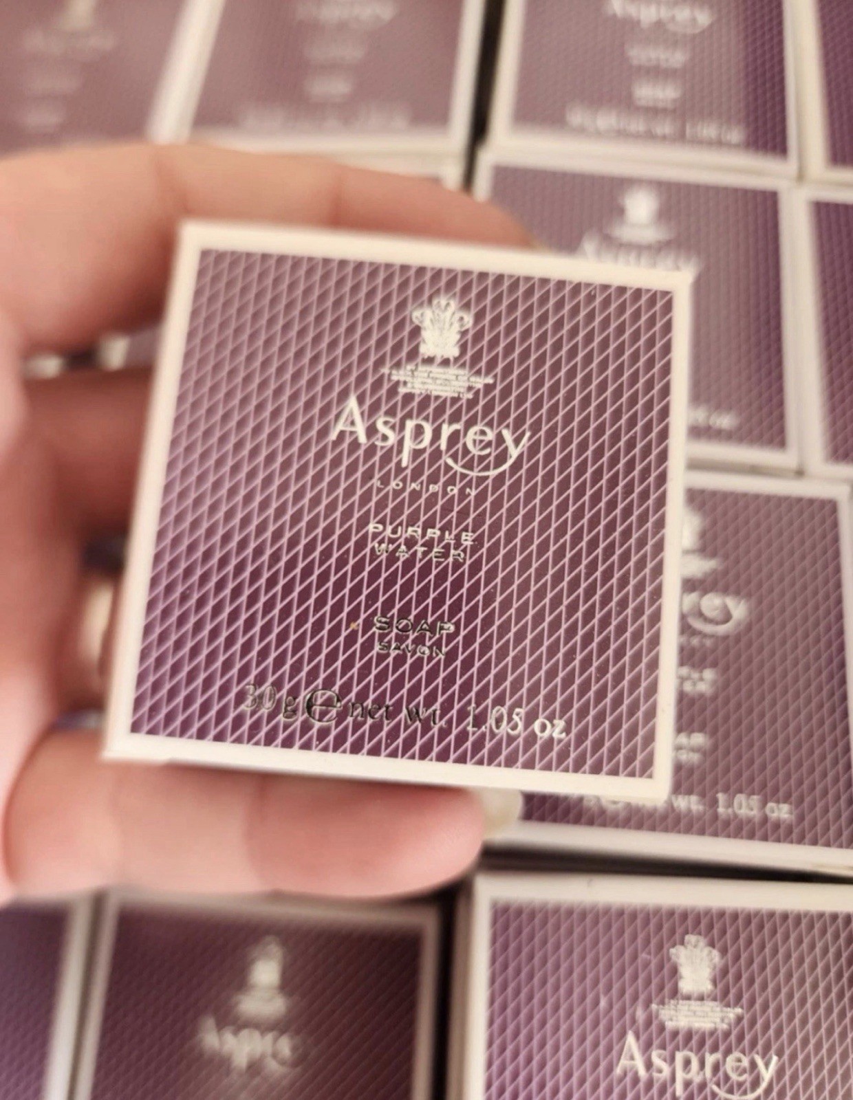 300 Soap Bars of Asprey London Purple Water Travel Soap Bars 30g 1.05 oz.