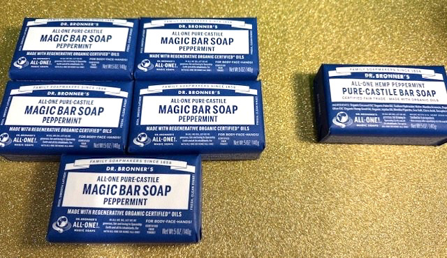 Dr. Bronner’s PURE-Castile/5 pack & 1/HEMP Peppermint Soap – 6 TOTAL – 5 oz each